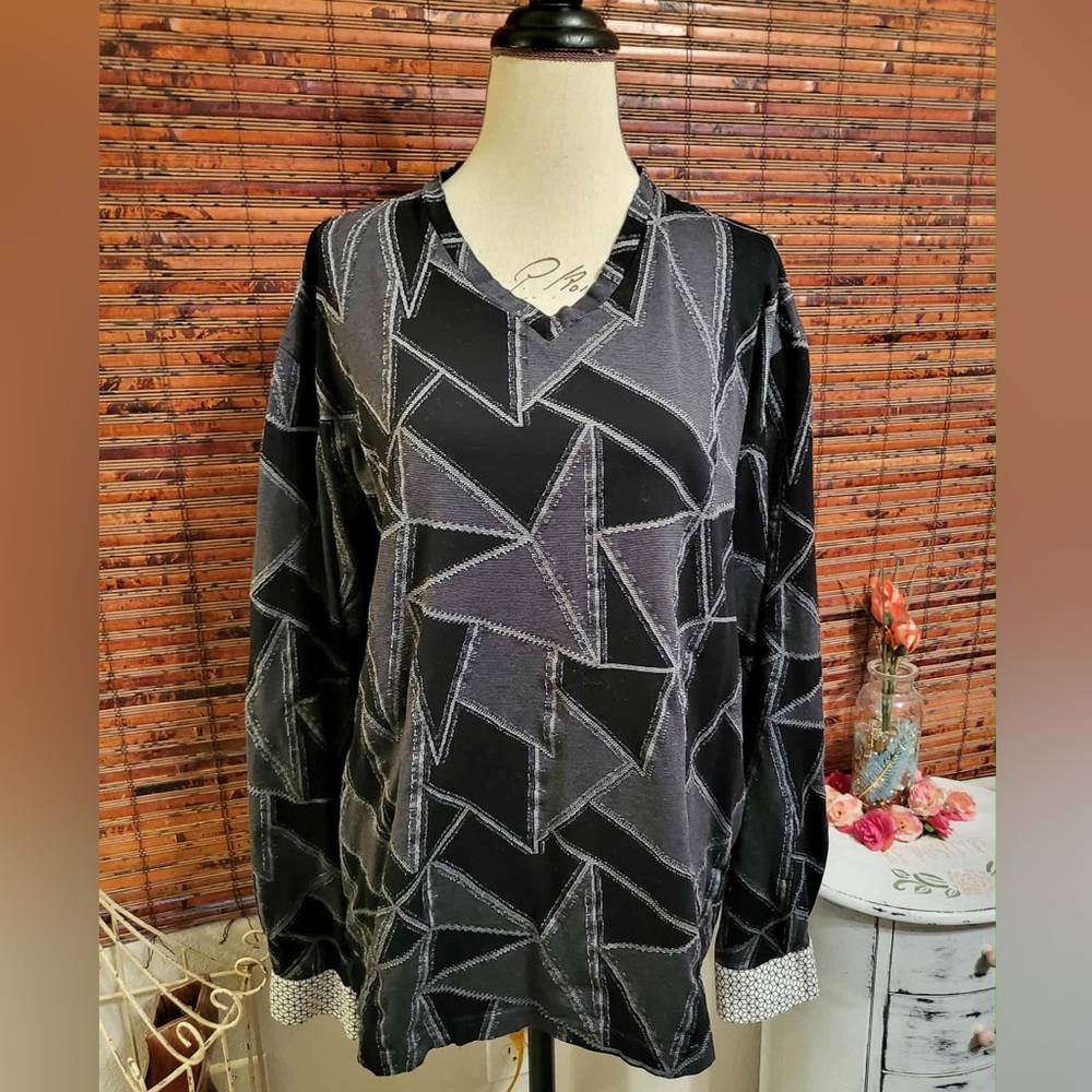 MACZOO Geometric Black and Gray Men's Shirt